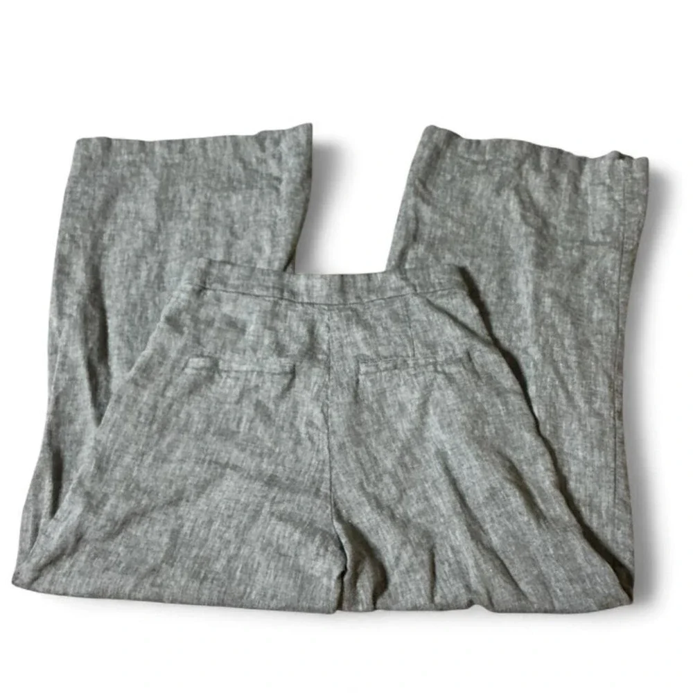 H&M Linen Blend Old Money Wide Leg High Waisted‎ Grey Melange Trousers Pants 4